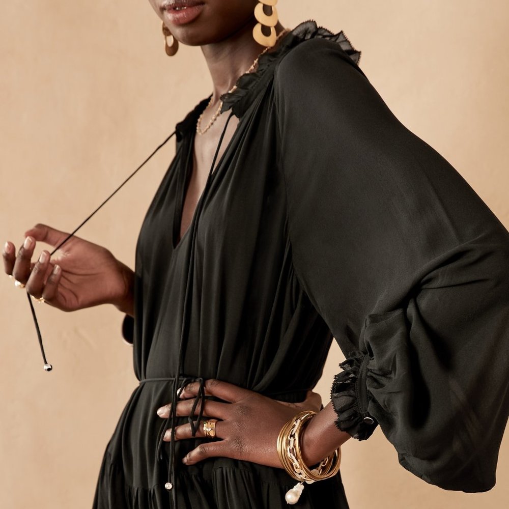 BNWT Banana Republic Tiered Maxi Dress in Rustic Red